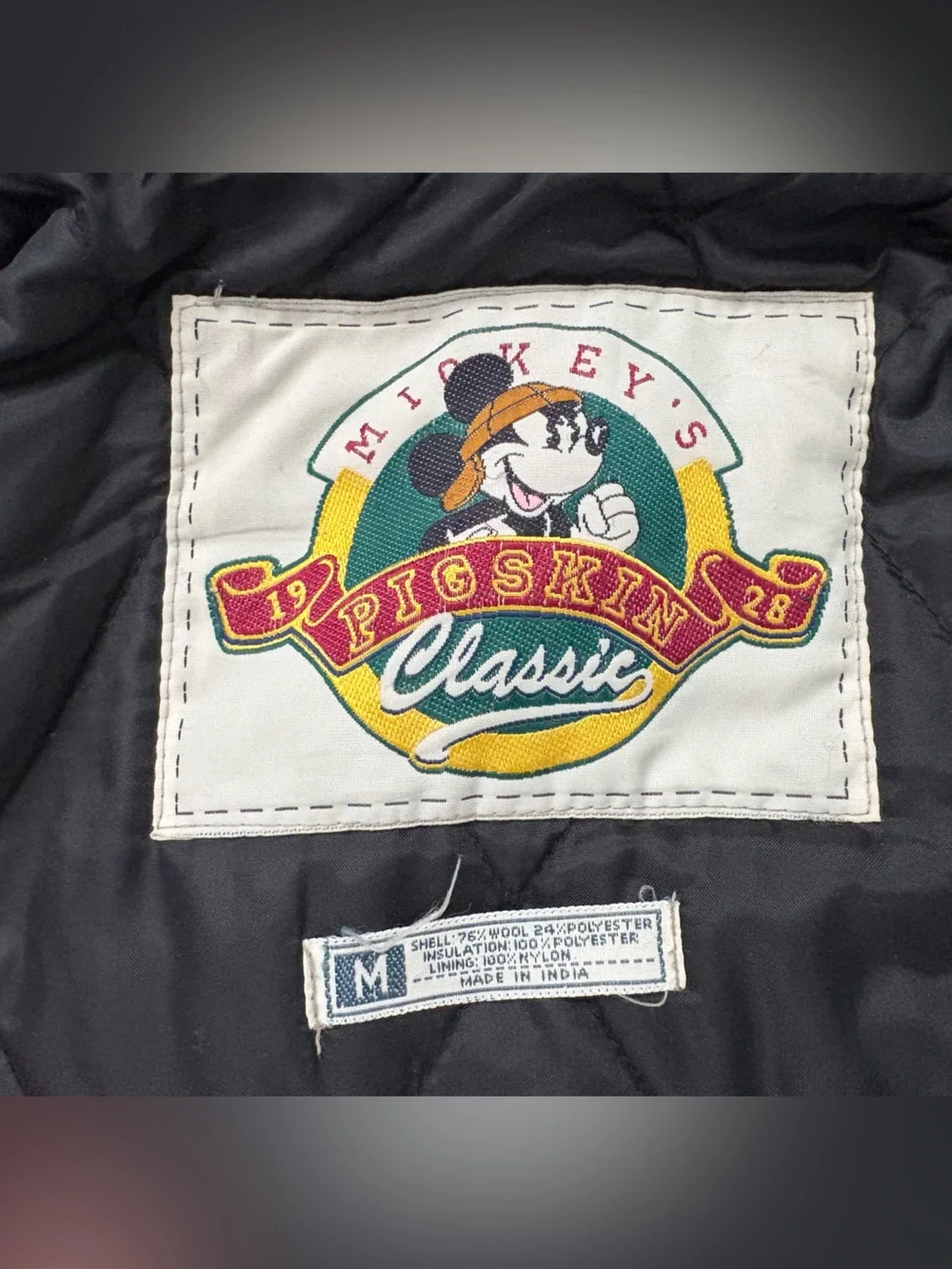 Vintage Disney Mickey Mouse Maulers Varsity Jacket M Green Pigskin Classic 90s